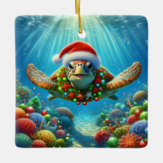 Ornamento De Cerâmica Christmas Sea Turtle Ornament
