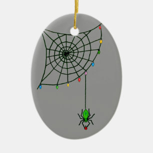 Ornamento De Cerâmica Christmas Spider Web Lights Goth Holiday