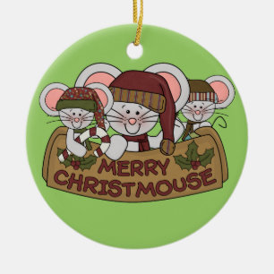 Ornamento De Cerâmica Christmouse alegre