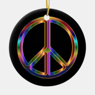 Ornamento De Cerâmica Chrome Peace Sign