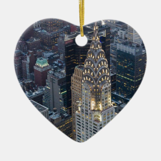 Ornamento De Cerâmica Chrysler que constrói a skyline aérea NYC da Nova (Frente)
