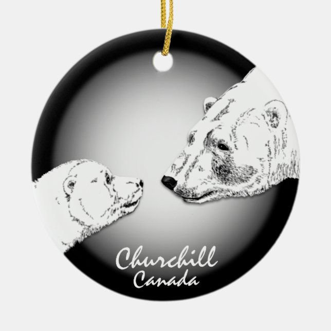 Ornamento De Cerâmica Churchill Canada Ornament Polar Bear Art Keepsaoke (Frente)