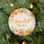 Ornamento De Cerâmica Chuva de Noiva Floral em Aquarela Pintada à Mão<br><div class="desc">Celebre uma chuva de noiva especial com este elegante Ornamentro de Círculo Floral em Aquarela! Com delicadas flores pintadas à mão e um design atemporal, este souvenir é perfeito para comemorar a noiva, decorar um presente ou adicionar um toque encantador a qualquer celebração. Uma adição maravilhosa para chuvas de noiva...</div>