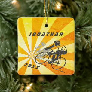 Ornamento De Cerâmica Ciclista de Estradas Personalizada Retro Bike Nata