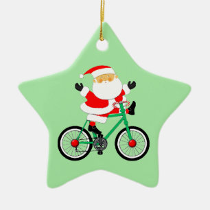 Ornamento De Cerâmica Ciclista de Natal de Ciclismo