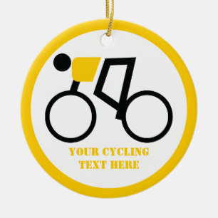 Ornamento De Cerâmica Ciclista que monta seu costume da bicicleta