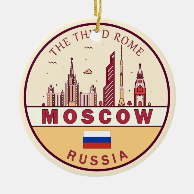 Ornamento De Cerâmica Cidade da Rússia - Skyline Emblem (Frente)