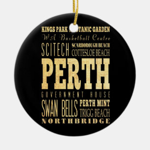 Ornamento De Cerâmica Cidade de Perth da arte da tipografia de Austráli