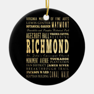 Ornamento De Cerâmica Cidade de Richmond se arte da tipografia de