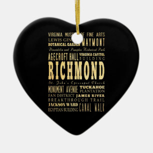 Ornamento De Cerâmica Cidade de Richmond se arte da tipografia de
