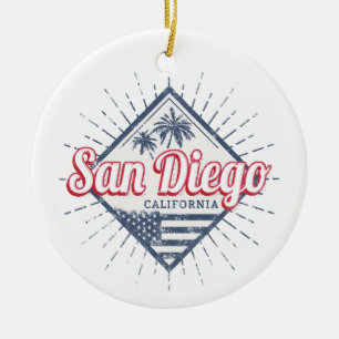 Ornamento De Cerâmica Cidade de San Diego Califórnia Palmeiras Antigas V