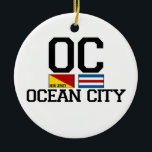 Ornamento De Cerâmica Cidade do oceano<br><div class="desc">Design náutico das bandeiras.</div>