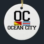 Ornamento De Cerâmica Cidade do oceano<br><div class="desc">Design náutico das bandeiras.</div>