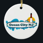 Ornamento De Cerâmica Cidade do oceano<br><div class="desc">Design do surf.</div>