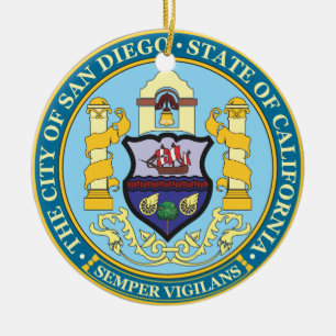 Ornamento De Cerâmica Cidade do selo de San Diego