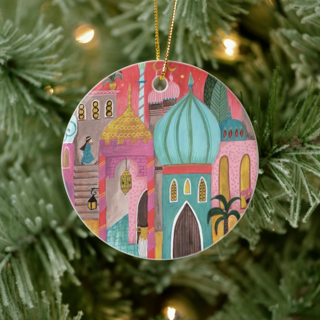 Ornamento De Cerâmica Cidade oriental religiosa Natal (Árvore)