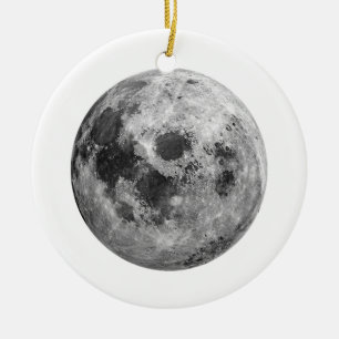 Ornamento De Cerâmica Ciência da Astronomia Espacial legal com Lua Cheia