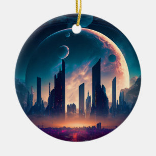 Ornamento De Cerâmica Ciência Ficha Espacial Cyberpunk