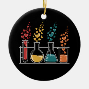 Ornamento De Cerâmica Ciência Namorados Química Ama Corações Bonitos