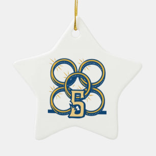 Ornamento De Cerâmica Cinco anéis Dourados!