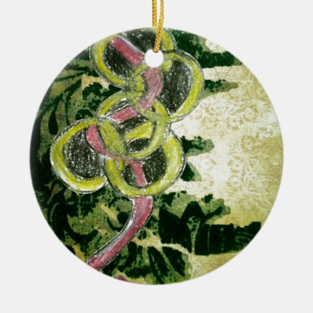 Ornamento De Cerâmica Cinco anéis dourados (Frente)