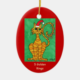 Ornamento De Cerâmica Cinco anéis dourados