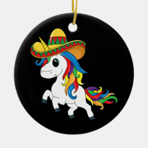 Ornamento De Cerâmica Cinco de Mayo Unicorn México Sombrero Hat Costume