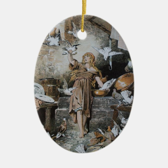 Ornamento De Cerâmica Cinderela - conto de fadas - Märchen - Grimm (Frente)