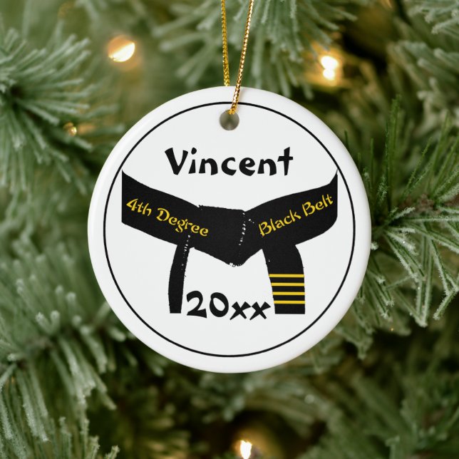 Ornamento De Cerâmica Cinturão Preto de 4º Grau Artes Marciais (Árvore)
