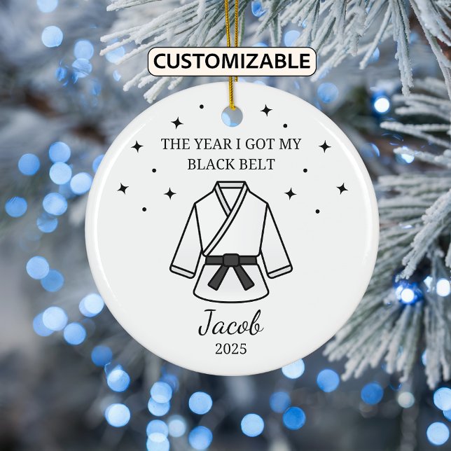 Ornamento De Cerâmica Cinturão preto de Karate personalizado, roupa de T (Criador carregado)