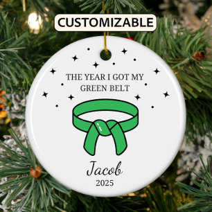 Ornamento De Cerâmica Cinturão Verde Karate Personalizado, Traje Taekwon