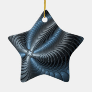 Ornamento De Cerâmica Cinza Azul Plástico Arte Fractal 3D Abstrato