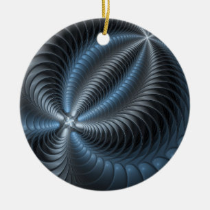 Ornamento De Cerâmica Cinza Azul Plástico Arte Fractal 3D Abstrato