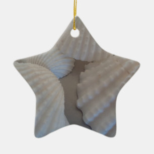 Ornamento De Cerâmica Cinza Branca, Conchas, Sea Shell Summer Beach Love