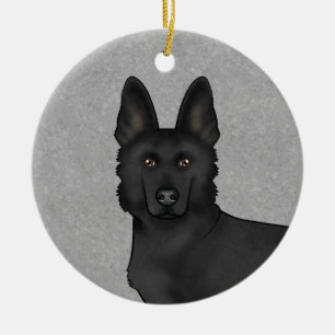 Ornamento De Cerâmica Cinza de Cabeça de Cachorro de German shepherd Pre