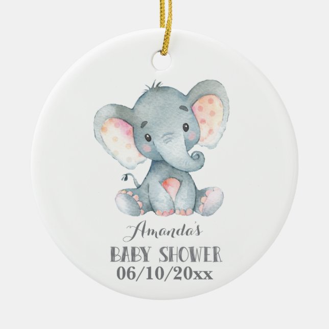Ornamento De Cerâmica Cinza de Chá de fraldas de Elefante (Frente)