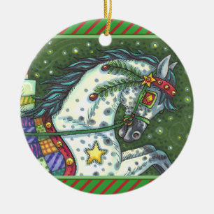Ornamento De Cerâmica Cinza DE UM CAVALO ABERTO, COLORIDO