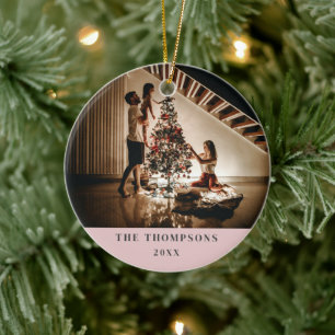 Ornamento De Cerâmica Cinza e Rosa Minimalistas da Família Elegante 2023