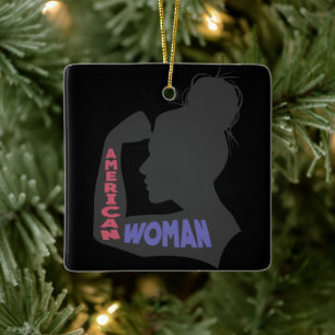Ornamento De Cerâmica Cinza escura da mulher americana