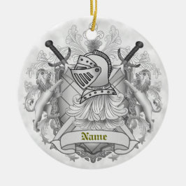 Ornamento De Cerâmica Cinza Knight Family Crest Surname