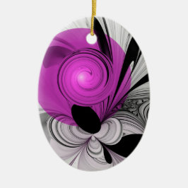 Ornamento De Cerâmica Cinza Negra abstrato com Fratura Magenta