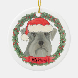 Ornamento De Cerâmica Cinza personalizada Silver Schnauzer