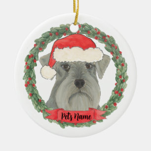 Ornamento De Cerâmica Cinza personalizada Silver Schnauzer