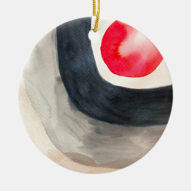 Ornamento De Cerâmica Cinza solar e arte moderna abstrato negra (Frente)