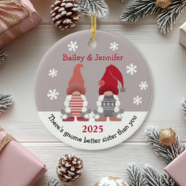 Ornamento De Cerâmica Cinza Vermelha Cor-de-rosa branca Gnomo, Irmã Mais