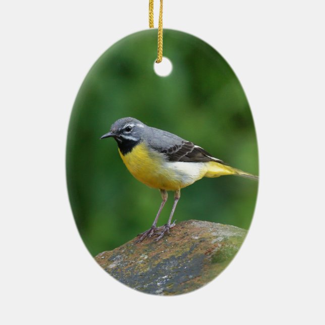 Ornamento De Cerâmica Cinza Wagtail - pássaro (Verso)