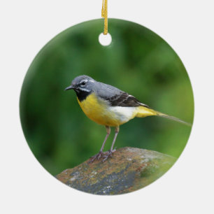 Ornamento De Cerâmica Cinza Wagtail - pássaro