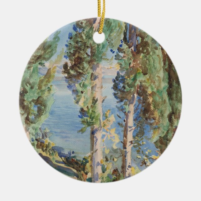 Ornamento De Cerâmica Ciprestes de Corfu de John Singer Sargent (Frente)