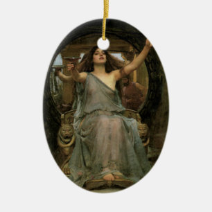 Ornamento De Cerâmica Circe que oferece o copo a Ulysses pelo Waterhouse