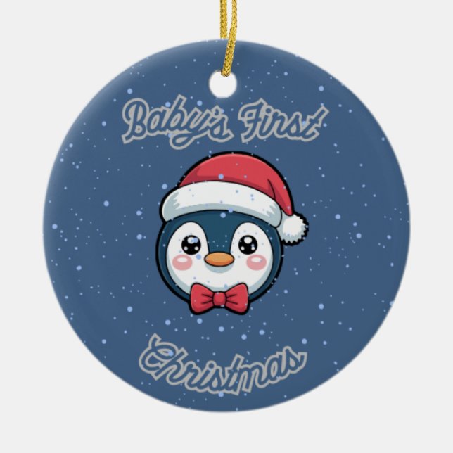 Ornamento De Cerâmica Circle Keepsake Ornament - Baby's First Christmas (Frente)